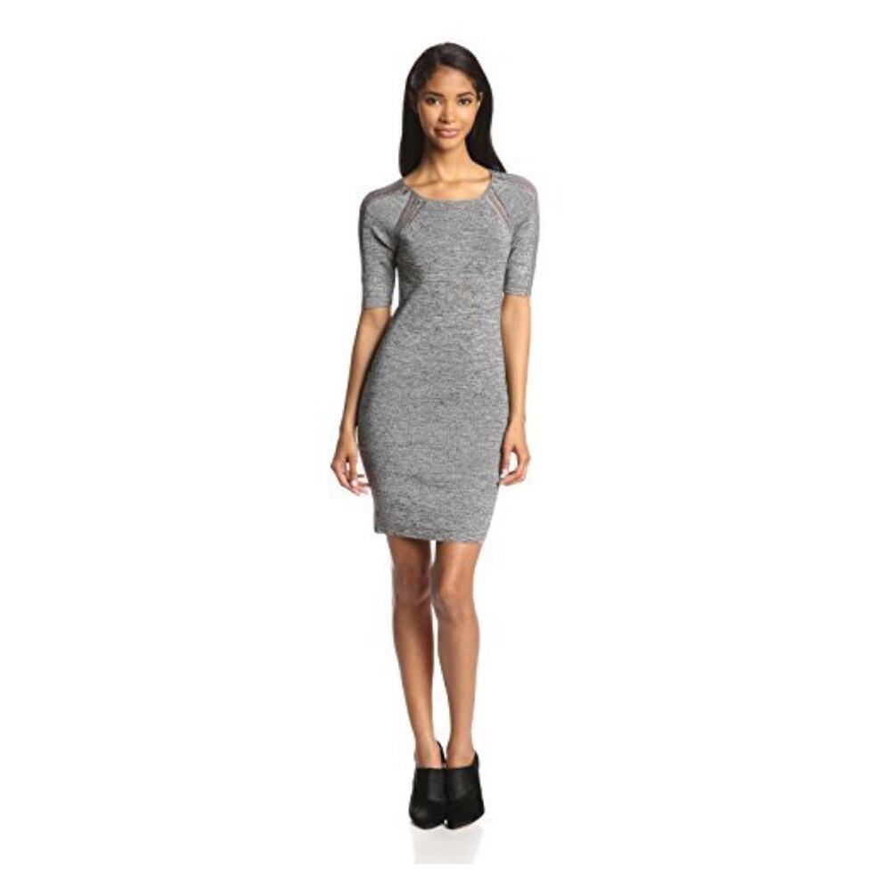 Halston Heritage Heather Gray Fitted Sweater Dress Sz.M NWT